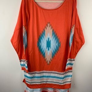 Misslook Tunic oversized Aztec top